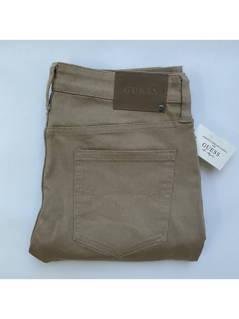 Guess Men’s Slim Straight Jeans Stretch Khaki Denim Destroyed Details Size 32